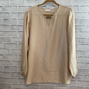 Chico's Gold Tunic Top Shirt Size 2 Medium 12-14 #WB327